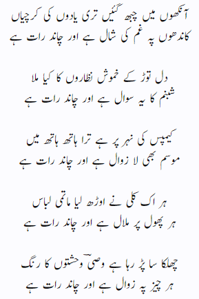 Ghazal AnkhoN MaiN ChuB Gaee Teri YadooN ki KirchiyaN.png