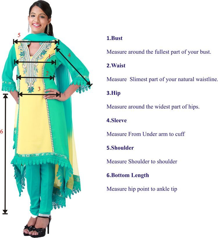 Kameez Measurement Chart